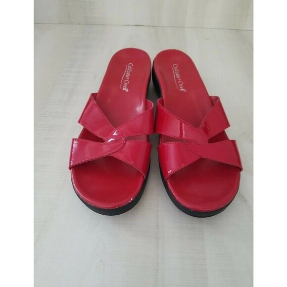 Coldwater Creek Red Leather Criss Cross Slip-On Sandals Size 10M Used - Picture 2 of 7